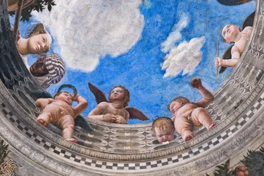 Balaustra con una dama di corte, il suo servitore nero e alcuni putti, ca. 1465-74
