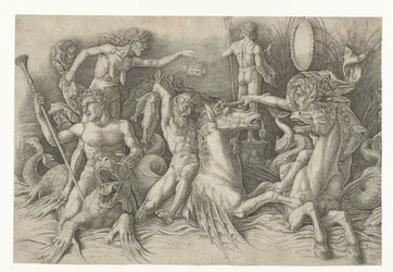 Battaglia degli dei del mare, con Invidia (Invidia) a sinistra