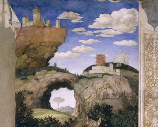 Paesaggio con castello, dalla Camera degli Sposi o Camera Picta, 1465-74 (affresco)