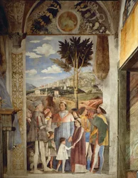Lodovico Gonzaga attende il ritorno da Roma del figlio, il cardinale Francesco Gonzaga (affresco)