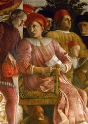 Lodovico Gonzaga, la moglie Barbara di Brandeburgo, familiari e cortigiani (affresco)