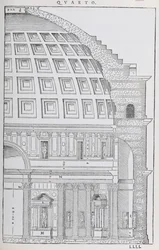 Sezione trasversale del Pantheon, illustrazione da una copia facsimile di „I Quattro Libri dell