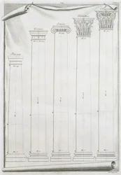 Dettagli decorativi dal Tempio di Nimes, illustrazione da una copia facsimile di 