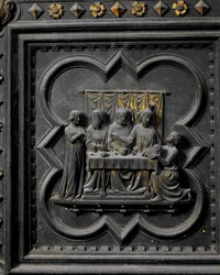 La presentazione della testa di San Giovanni Battista a Re Erode, diciassettesimo pannello delle Porte Sud del Battistero di San Giovanni, 1336