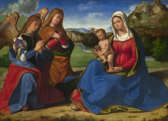 La Vergine e il Bambino adorati da due angeli