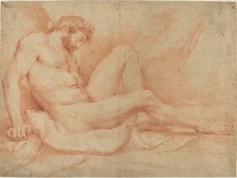 Studio Accademico di un Nudo Maschile Seduto