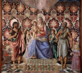 Vergine con bambino con san Giovanni Battista e un altro santo, due angeli e due bambini della famiglia Pazzi