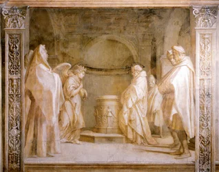 Angelo che annuncia la nascita di un bambino a Zaccaria, dettaglio dalle Storie della Vergine di Andrea del Sarto