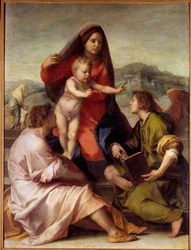 Madonna della Scala. Sacra famiglia con un angelo. 1522-1523 Madrid, Museo del Prado
