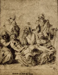 Studio per la Deposizione, disegno di Andrea del Sarto. Gabinetto dei Disegni e delle Stampe, Galleria degli Uffizi, Firenze