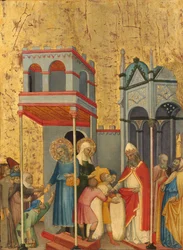 Gioacchino e Anna che danno cibo ai poveri e offerte al Tempio, c. 1400-1405