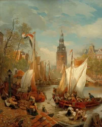 Scena portuale ad Amsterdam (Paesaggio costiero olandese)