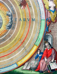 Un astronomo, (dettaglio) da una mappa dei pianeti, 1660-1661