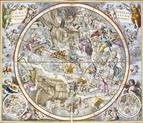 Mappa delle costellazioni cristiane raffigurate da Julius Schiller, dall