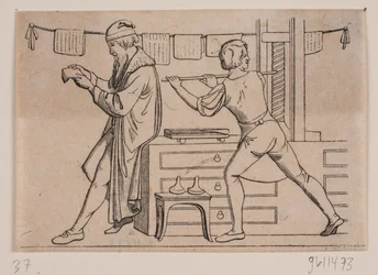 Johannes Gutenberg nel suo laboratorio
