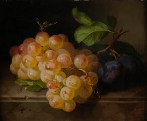 Natura morta con frutta e ape