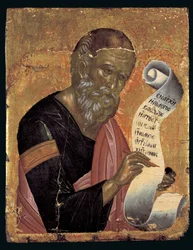 San Giovanni il Teologo, scrivendo le sue rivelazioni su una pergamena aperta