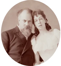 Konstantin Makovsky, artista russo, con sua moglie, 1880s