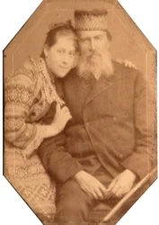 Ritratto del poeta Yakov Petrovich Polonsky (1820-1898) con la figlia Natalia