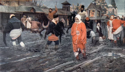 Una strada di Mosca del XVII secolo in vacanza, 1895