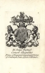 Stemma e cresta di SAR Ernesto Augusto, Principe di Brunswick Luneburg, Vescovo di Osnaburgh, Duca di York e Albany