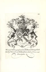 Stemma e cresta di Lord Edward Henry Rich, 7° Conte di Warwick e Holland, Barone Rich di Leeze e Kensington
