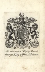 Stemma e cresta del sommo e potente monarca Re Giorgio I di Gran Bretagna
