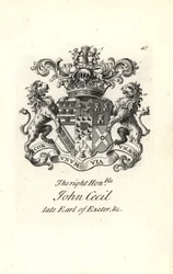 Stemma e cresta del nobile John Cecil, 6° Conte di Exeter