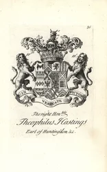 Stemma e cresta del nobile Theophilus Hastings, 9° Conte di Huntingdon