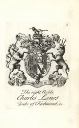 Stemma e cresta del nobile Charles Lenos o Charles Lennox