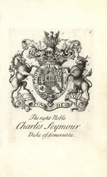 Stemma e cresta del nobile Charles Seymour, 6º Duca di Somerset