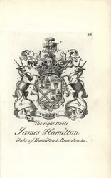 Stemma e cresta del nobile James Hamilton, 5° Duca di Hamilton e Brandon