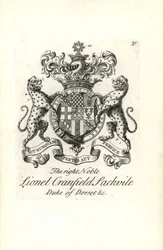 Stemma e cresta del nobile Lionel Cranfield Sackville, Duca di Dorset