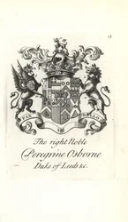 Stemma e cresta del nobile Peregrine Osborne, 2° Duca di Leeds