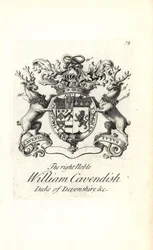 Stemma e cresta del nobile William Cavendish, 2° Duca di Devonshire