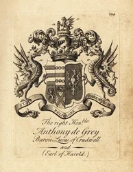 Stemma del Diritto Onorevole Anthony de Grey, 3º Barone Lucas di Crudwell e Conte di Harold