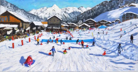 Bambini che slittano, Les Gets, Francia