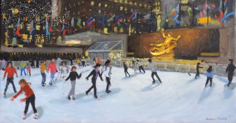 Sera, pista di pattinaggio Rockefeller, New York