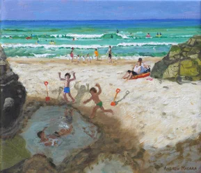 Divertimento nella piscina marina, St Ives, 2024 (olio su tela)