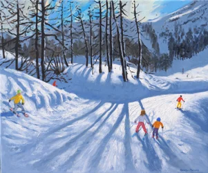 Lunghe ombre di alberi e sciatori, Tignes, 2016-2019