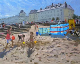 Giocando nella sabbia, Llandudno, 2010