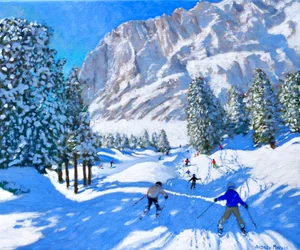 Sciando verso le Dolomiti, Val Gardena, Italia