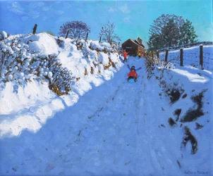 Slitta, vicino a Oakerthorpe Rd, Wirksworth, 2021 (olio su tela)