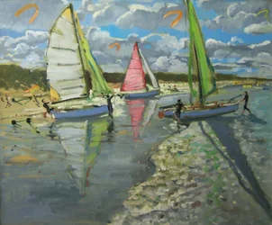 Tre barche a vela, Bray Dunes, Francia