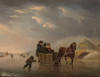 Scena invernale (Cavallo-slitta sul ghiaccio)