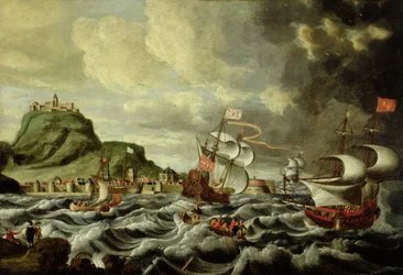 Scena di un porto, forse Genova
