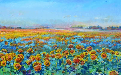 Campo dorato di girasoli