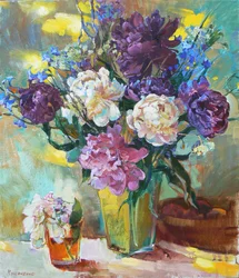Bouquet di peonie dai colori vivaci