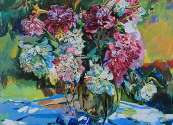 Mazzo di peonie dai colori vivaci