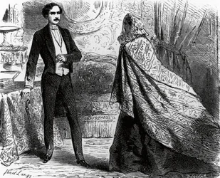 Illustrazione per «Il conte di Montecristo», romanzo di Alexandre Dumas (1802-1870) e Auguste Maquet (1813-1888), incisione da un disegno di Ange Louis Janet (1815-1872)